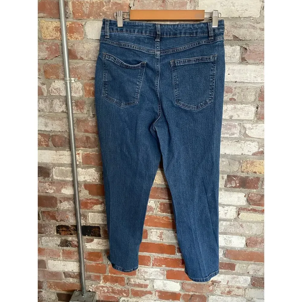 No Boundaries Women's Medium Wash High Rise Straight Leg Jeans Floral